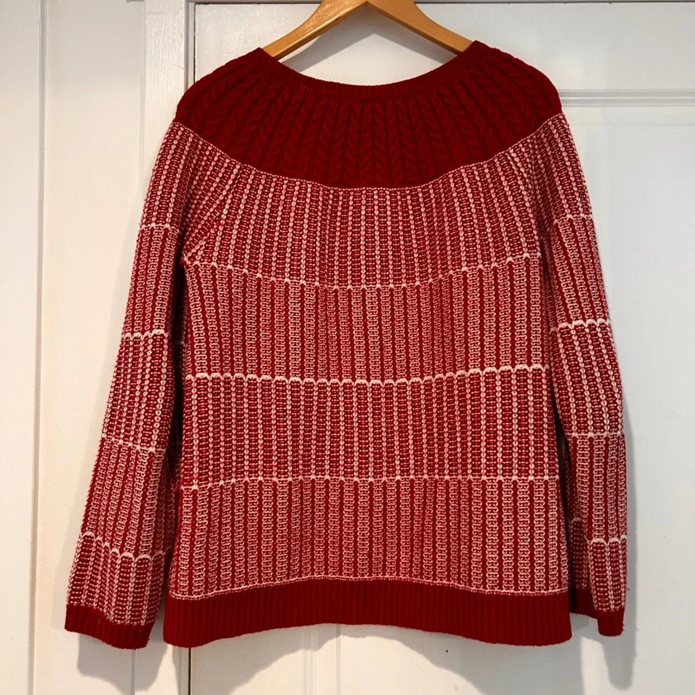 VTG Talbots Chunky Fisherman Cable Knit Crewneck Sweater Womens Large Nordic Ski